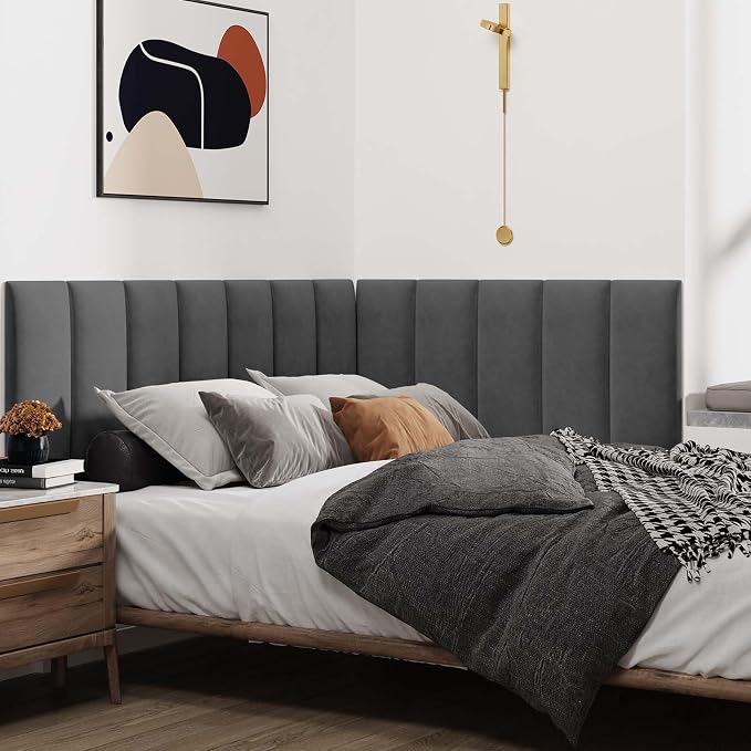 IFNOW Wall Mounted Upholstered Headboard King, 3D Peel and Stick Soundproof - Image 4