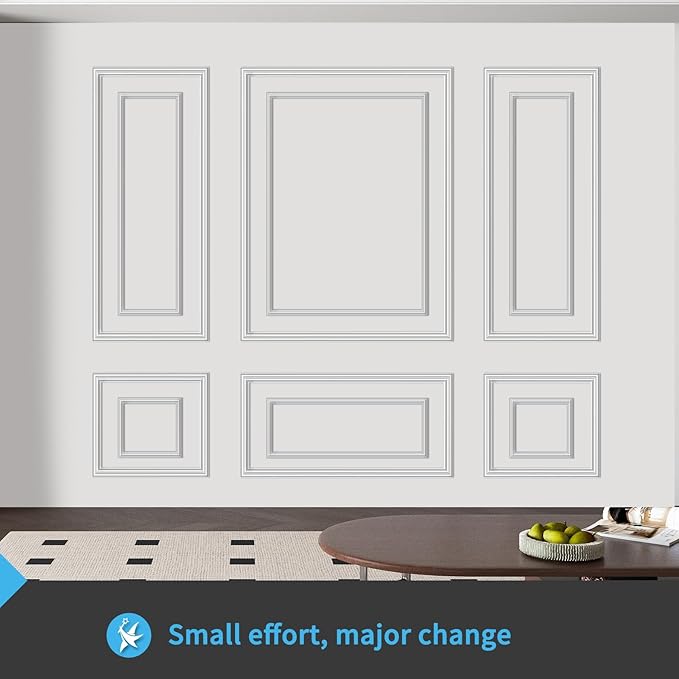 Art3d Premade Bilinear Frame Accent Molding Set, Pre-Cut Decorative Wainscoting - Image 3
