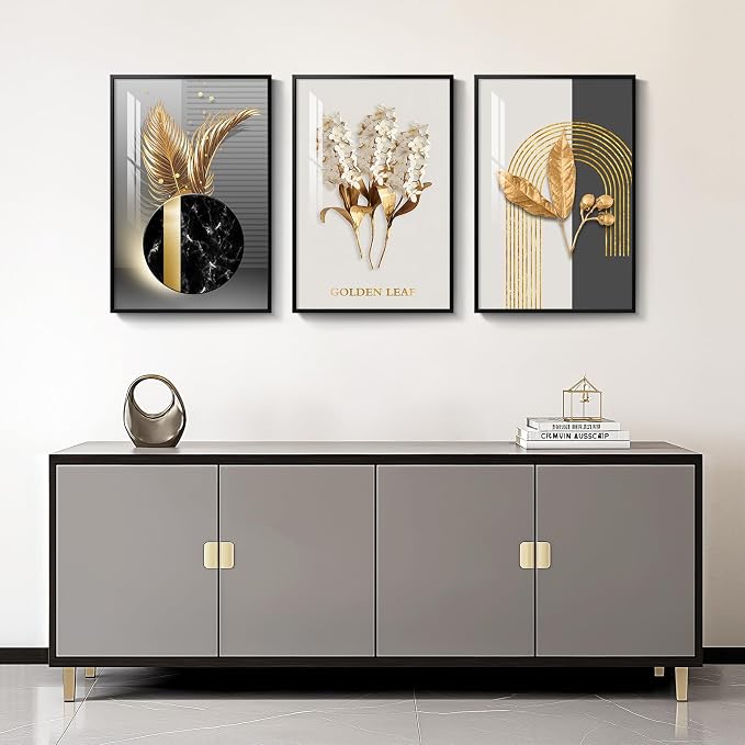Framed Black and White Modern Luxury Wall Art, 3 Pieces Large Contemporary - Image 3