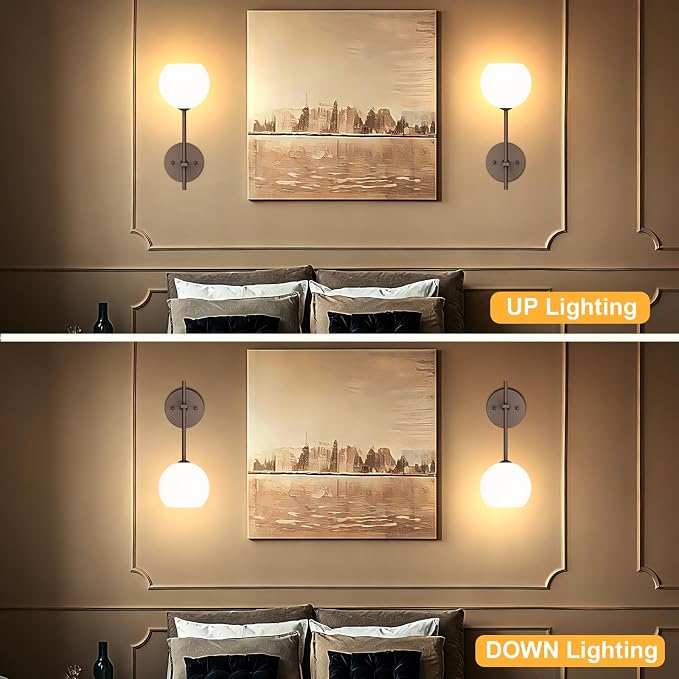 Brown Battery Operated Wall Sconces Set of 2, Rechargeable Wireless Wall Lights - Image 6