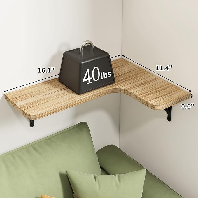 Fixwal Floating Shelves for Wall Set of 5, Rustic Wood Wall Mounted Corner - Image 4