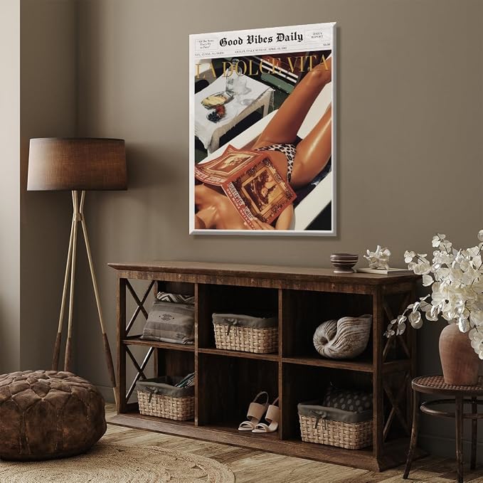 Trendy Newspaper Posters Vintage Good Vibes Daily Wall Art 60s La Dolce Vita - Image 6