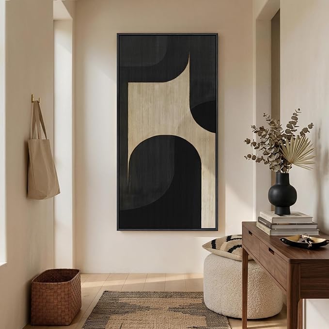 Large Framed Neutral Abstract Wall Art, Modern Minimalist Geometric Pictures - Image 3