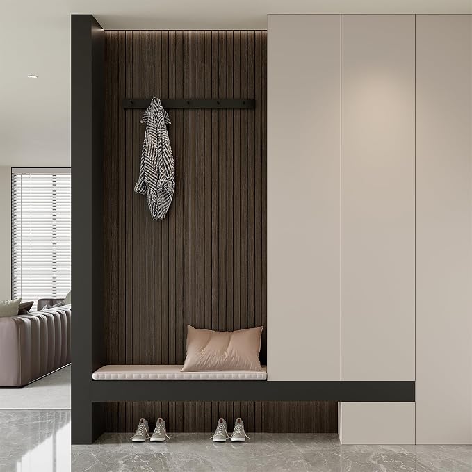 Yutianli PVC Slat Wall Panel Peel and Stick 236"x 15.7" Faux Wood Slat Panel - Image 4