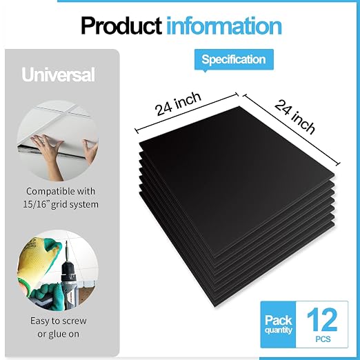 Art3d 12-Pack Smooth Drop Ceiling Tile 2ft x 2ft - Image 4