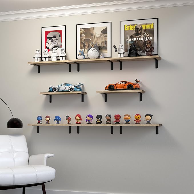 DOLLFIO Floating Shelves, 8 Sets Wall Shelves, Wood Floating Shelves - Image 5