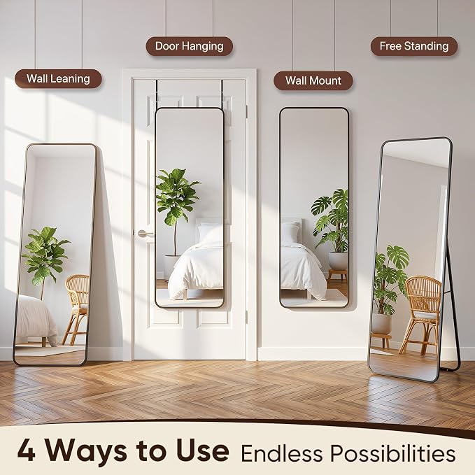 Antok 48"x14" Over the Door Mirror, Full Length Mirror Door Hanging - Image 8