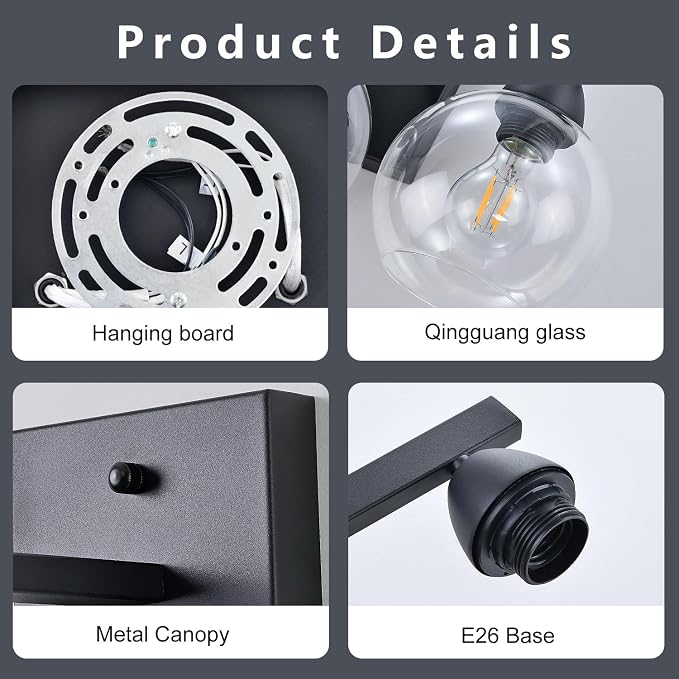 Bathroom Light Fixtures, 1-Light Matte Black Vanity Light - Image 4