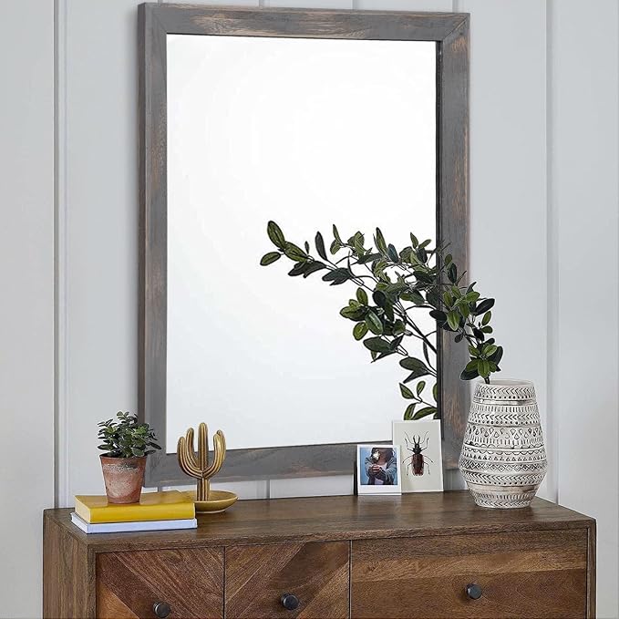 AAZZKANG Wooden Mirror Rectangle Rustic Mirrors - Image 3