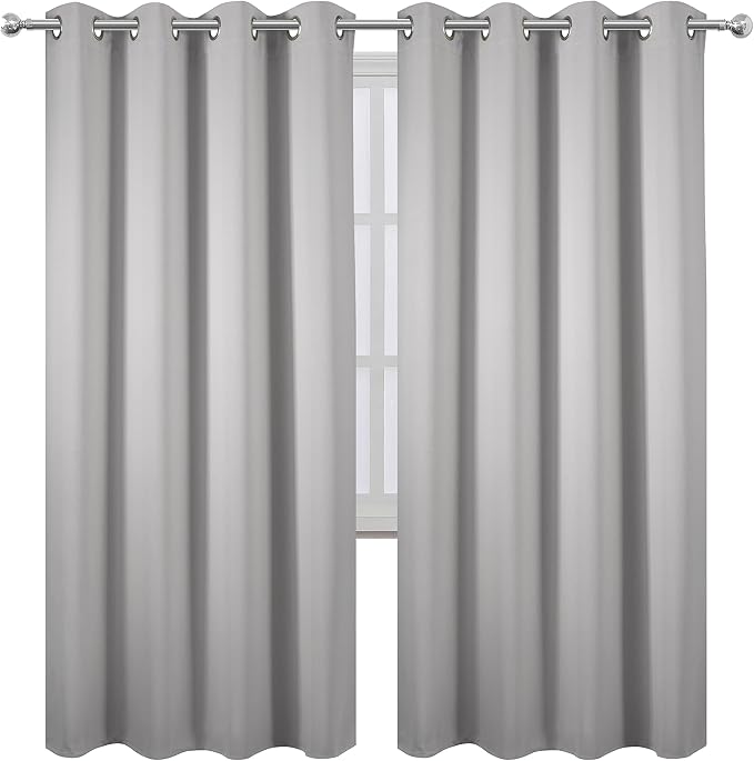LEMOMO Light Grey Thermal Blackout Curtains/52 x 72 Inch/Set of 2 Panels Room - Image 2