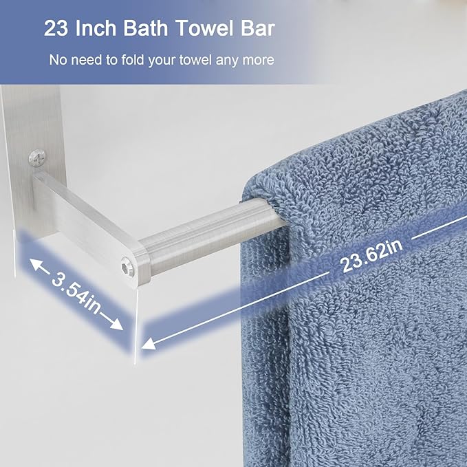 Hotel Towel Racks for Bathroom Wall Mounted, BETHOM 24 Inch Towel Shelf for - Image 5