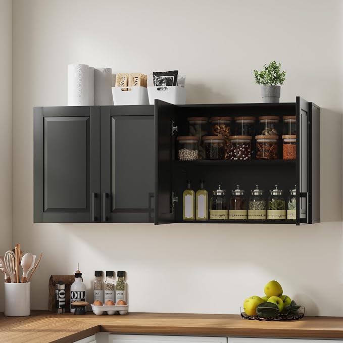 ChooChoo Laundry Room Cabinets, 4 Doors Wall Mounted Storage Cabinet, Kitchen - Image 6
