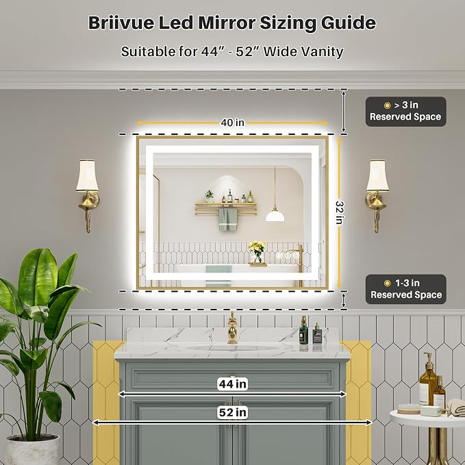 40x32 Inch LED Bathroom Mirror - Image 2