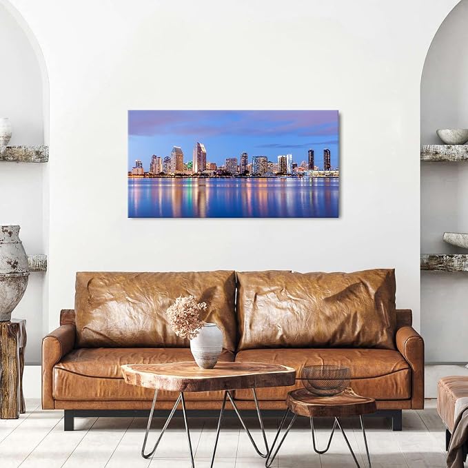 San Diego Skyline Wall Art Night View USA Cityscape Wall Decor Nature Sunset - Image 5