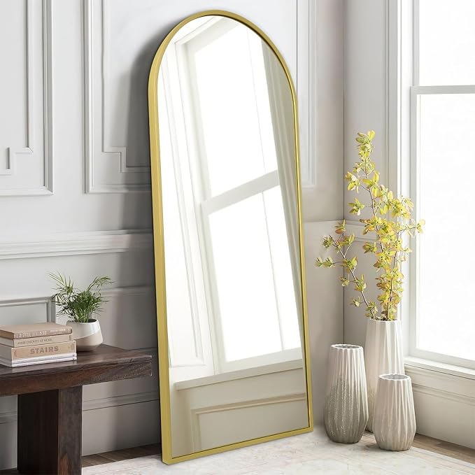 Arch Bathroom Wall Mirror, Metal Aluminum Frame Modern Simple Home Decor by HLFMVWE