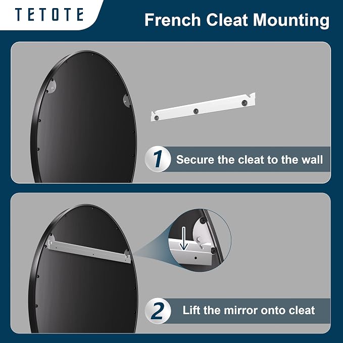 TETOTE Black Oval Bathroom Mirror, 24 x 36 Matte Black Framed Wall Mounted - Image 4