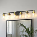 DORESshop Bathroom Light Fixtures, 6-Light Gold and Black Bathroom Lighting by DORESshop