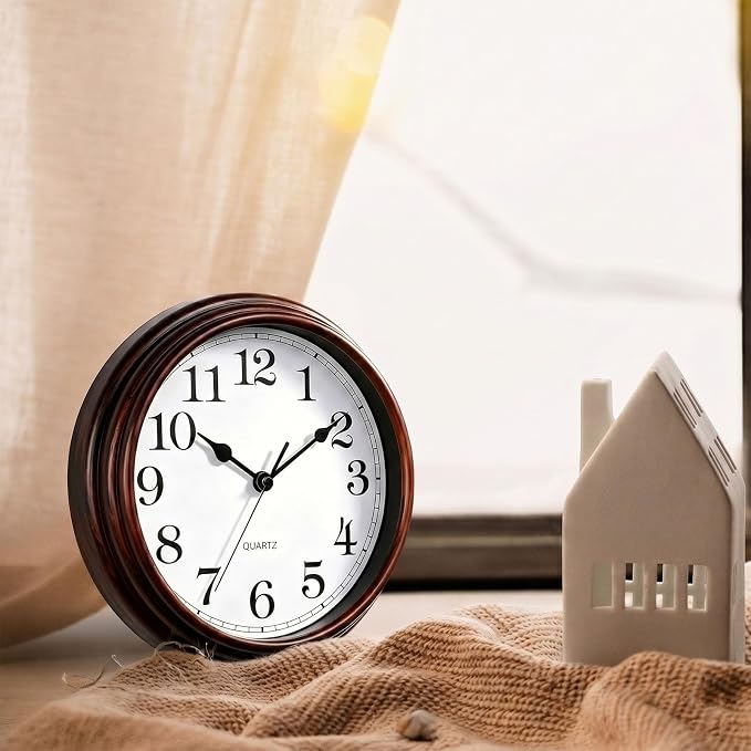 Wall Clock, 9 Inch Silent Wall Clocks Battery Operated, Decorative Clocks - Image 4