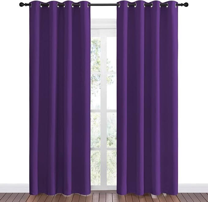 NICETOWN Purple Blackout Curtains 86 inches Long, Niose Reducing and Thermal - Image 2