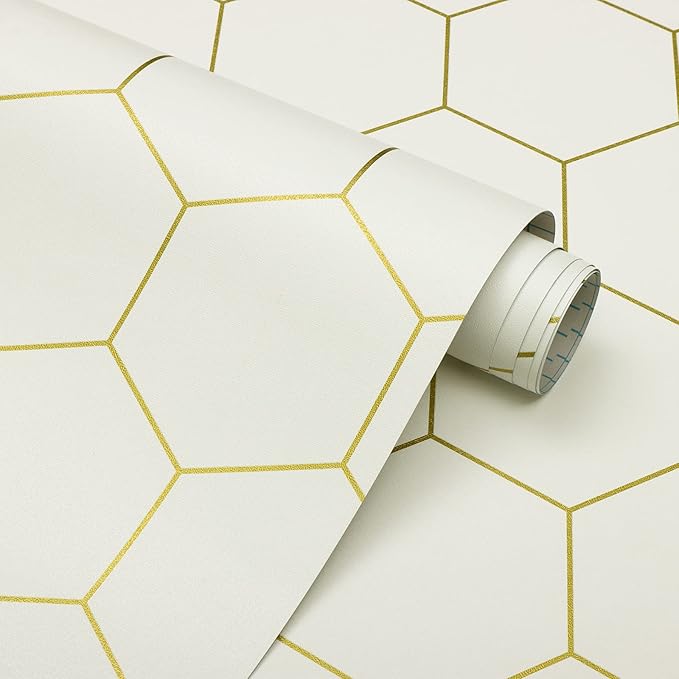 Beige and Gold Wallpaper Geometric Peel and Stick Wallpaper by Fiula