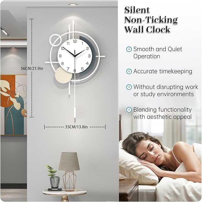 Decorative Wall Clock Silent Battery Operated Large Modern Wall Clock - Image 4