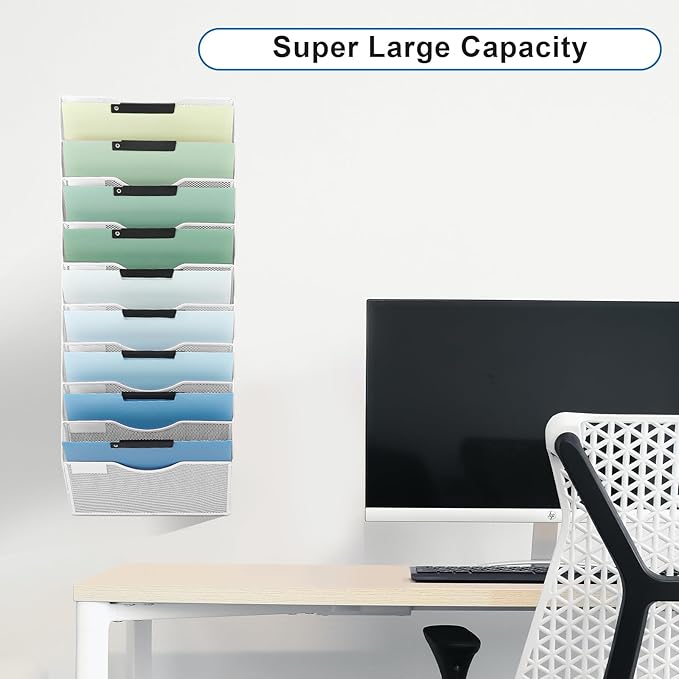 EASEPRES 10 Pocket Mesh Hanging Wall File Organizer, Wall Mounted Mail Paper - Image 6