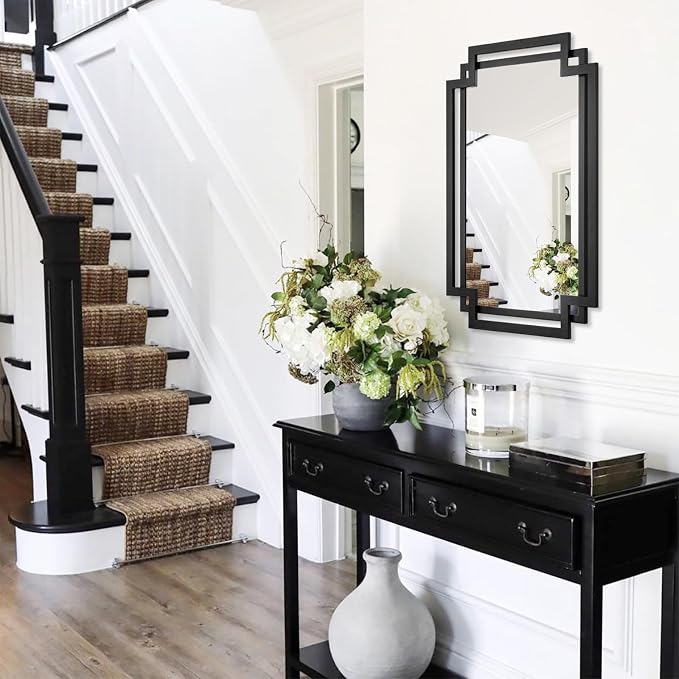 20" x 30" Wall Mirror for Living Room Decor, Irregular Black Mirror - Image 4