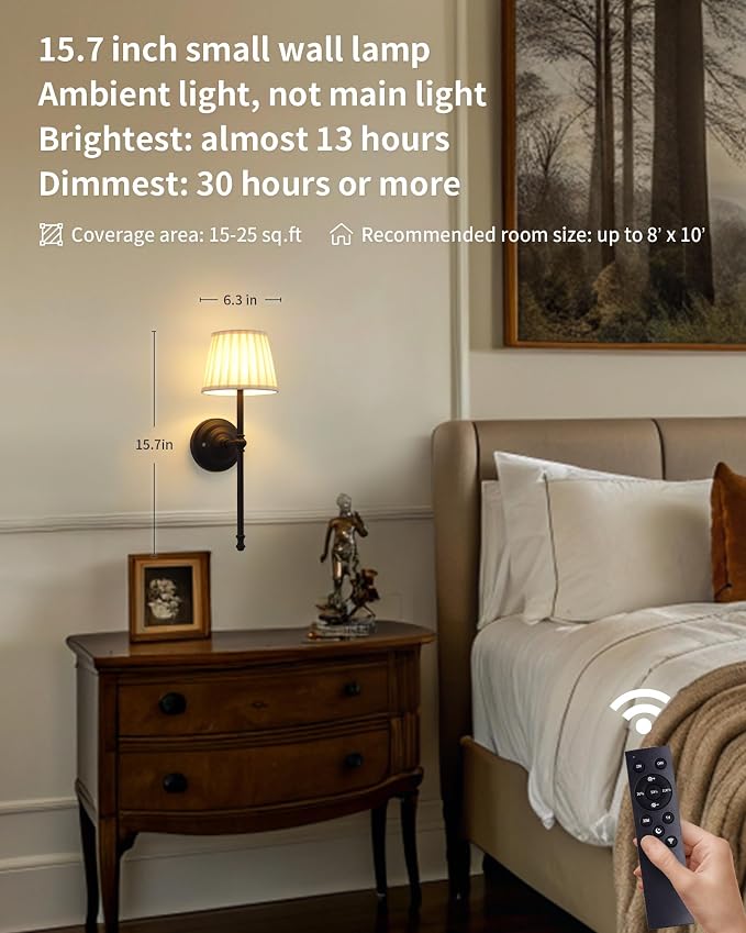 KDG Cordless Wall Sconces Set of 2, Small Wireless 5200mAh Rechargeable Battery - Image 2