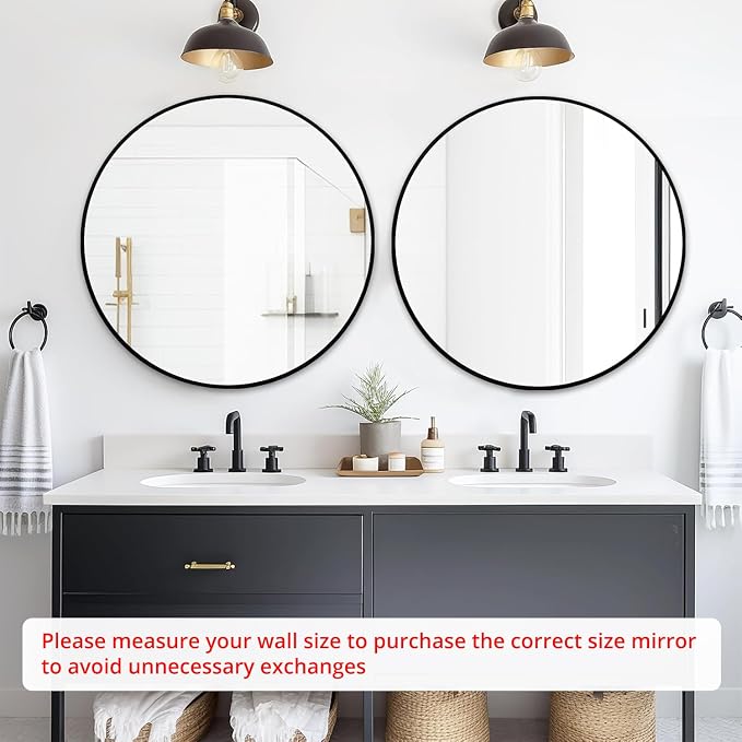 Fabuday Black Round Mirror 30 Inch - Image 2
