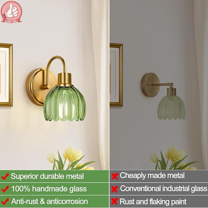 2-Pack Brushed Gold Bathroom Vanity Light, Single-Head Wall Sconce - Image 4