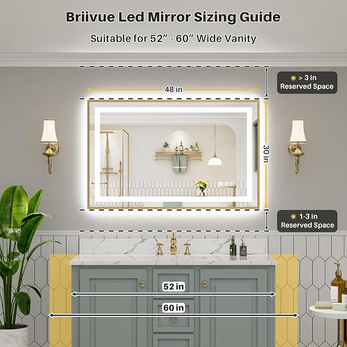 48x30 Inch LED Bathroom Mirror - Image 3
