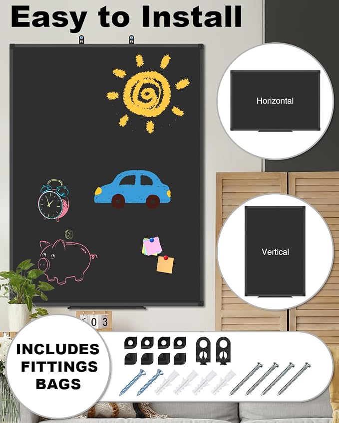 XBoard Magnetic Chalkboard 48 x 31 inch Chalk Board/Black Board, Display - Image 3