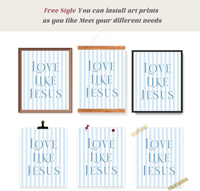 LARTSFRO Coquette Blue Bow Jesus Wall Art Decor Posters, Light Blue Bow - Image 4