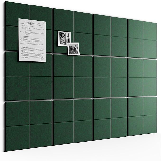 Bumusty Large Felt Bulletin Board, 30 Push Pins, 70 Adhesive Tabs, Pine Green by BUMUSTY