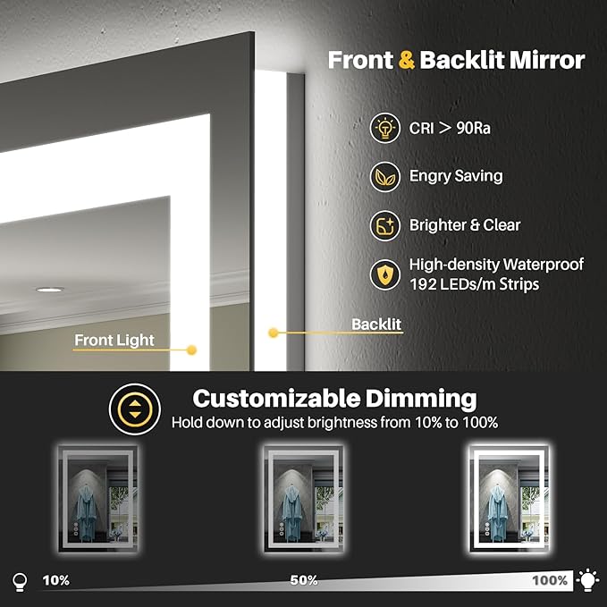 Briivue 20x28 Inch LED Bathroom Mirror - Image 3