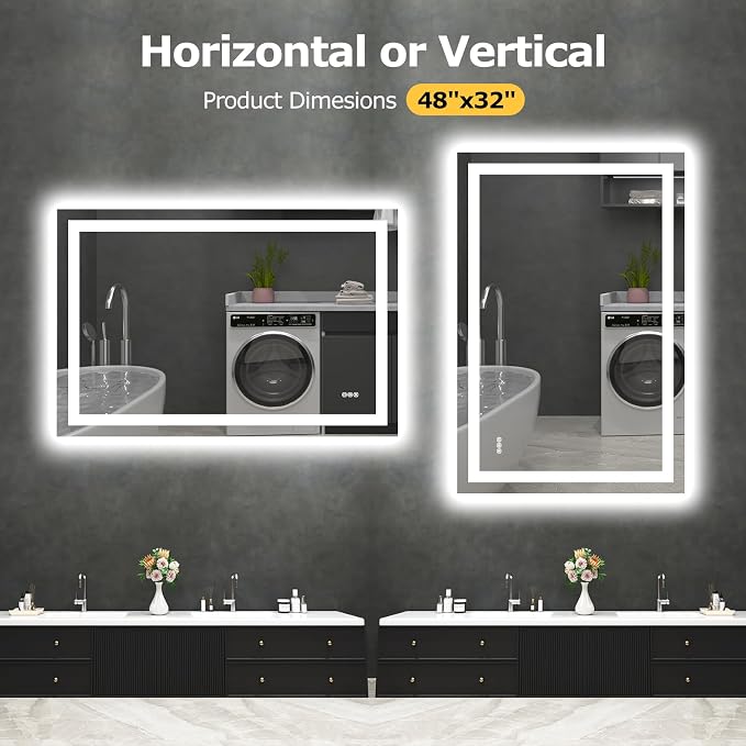 Hivone 48X32 LED Bathroom Mirror - Image 5