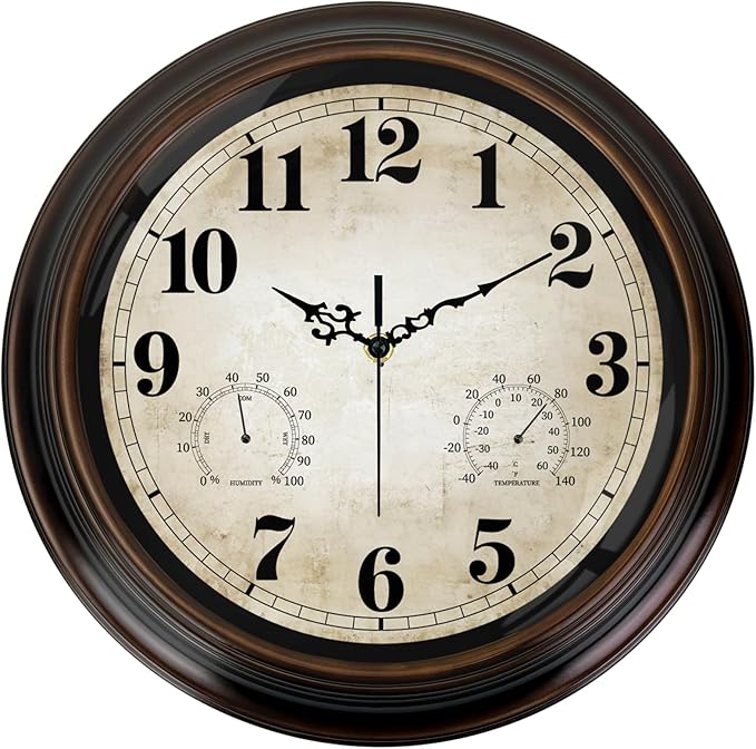 Vintage Wall Clock 16 Inch Quartz Silent Non-Ticking Analog Clock by Comfytune