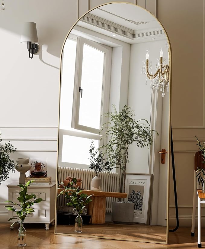 GLSLAND-34x76 inch Wall Mount Arched Full Length Mirror-Aluminum Alloy Frame - Image 8