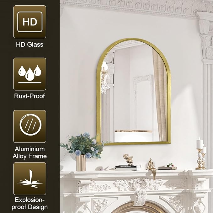 Arch Wall Mirror Aluminum Alloy Frame Bathroom Wall Mirror - Image 6