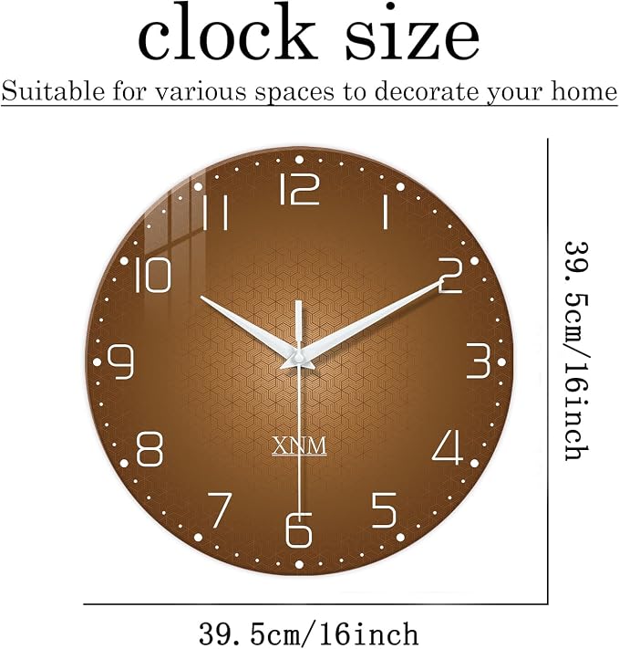 XNM Large Wall Clocks Battery Operated 16 Inch Modern Glass Wall Clock - Image 3