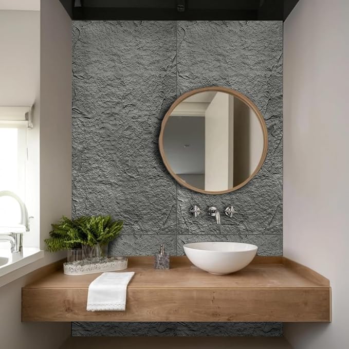 5-Pack 3D Faux Stone Wall Panels, PU Cement-Texture Wainscoting Panels - Image 7
