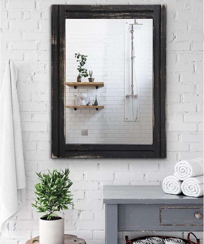 AAZZKANG Wall Mounted Mirror Small Rectangular Retro Mirrors - Image 4