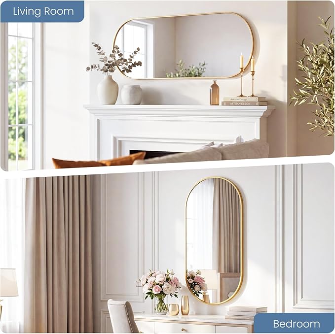 Sweetcrispy 24" x 48" Gold Bathroom Mirror - Image 4
