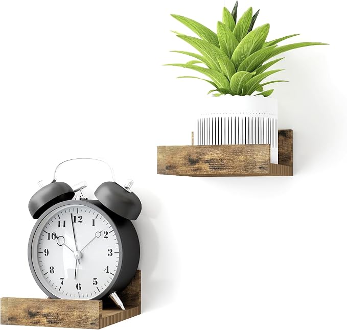 Small Floating Shelves for Wall Decor, Wall Mounted Wood Shelf for Bedroom by Unknown