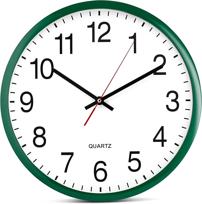 Bernhard Products Hunter Green Wall Clock, Silent Non Ticking by BernhardProducts