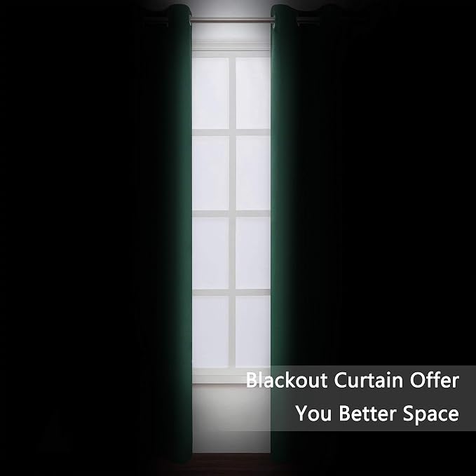 LEMOMO Green Blackout Curtains 34 x 84 Inch Length/Set of 2 Curtain - Image 3
