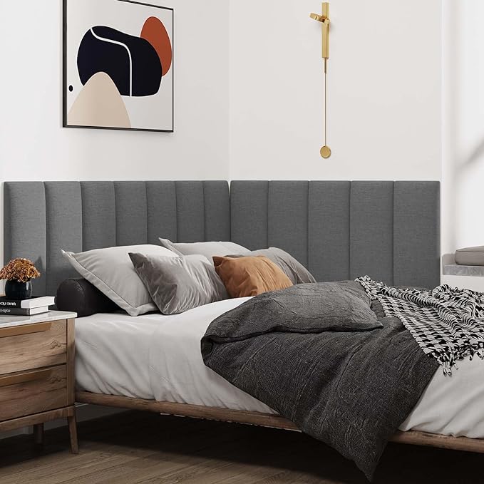 IFNOW Upholstered Wall Mounted Headboard, 3D Soundproof Wall Panels Peel and - Image 4