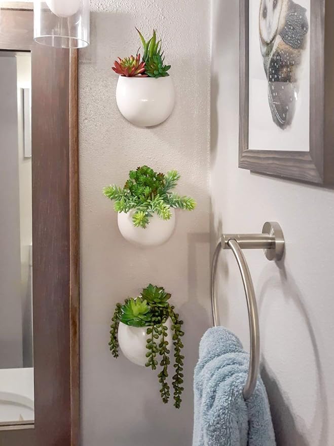 Mkono Wall Planter with Artificial Plants, Decorative Potted Fake Succulents - Image 4