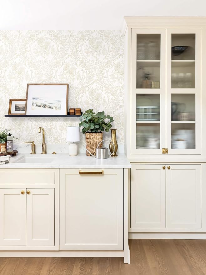 Ismoon Floral Peel and Stick Wallpaper Vintage Beige Contact Paper Boho - Image 9