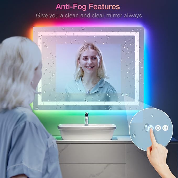 LOAAO 48"X36" LED Bathroom Mirror - Image 5